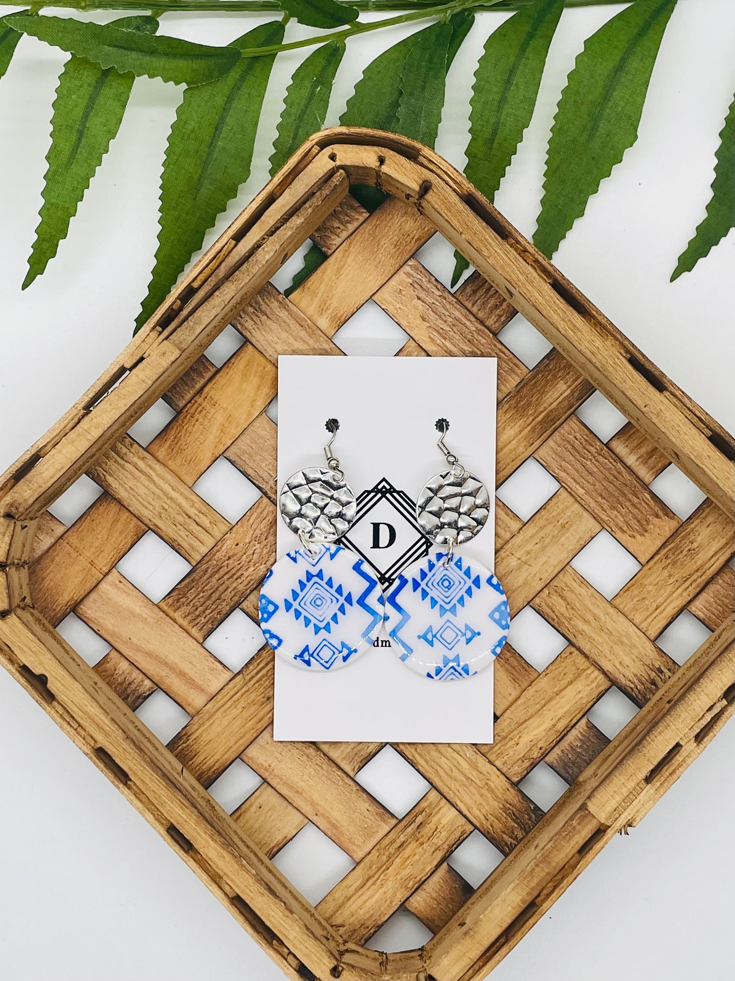 Blue Aztec Clay Earrings