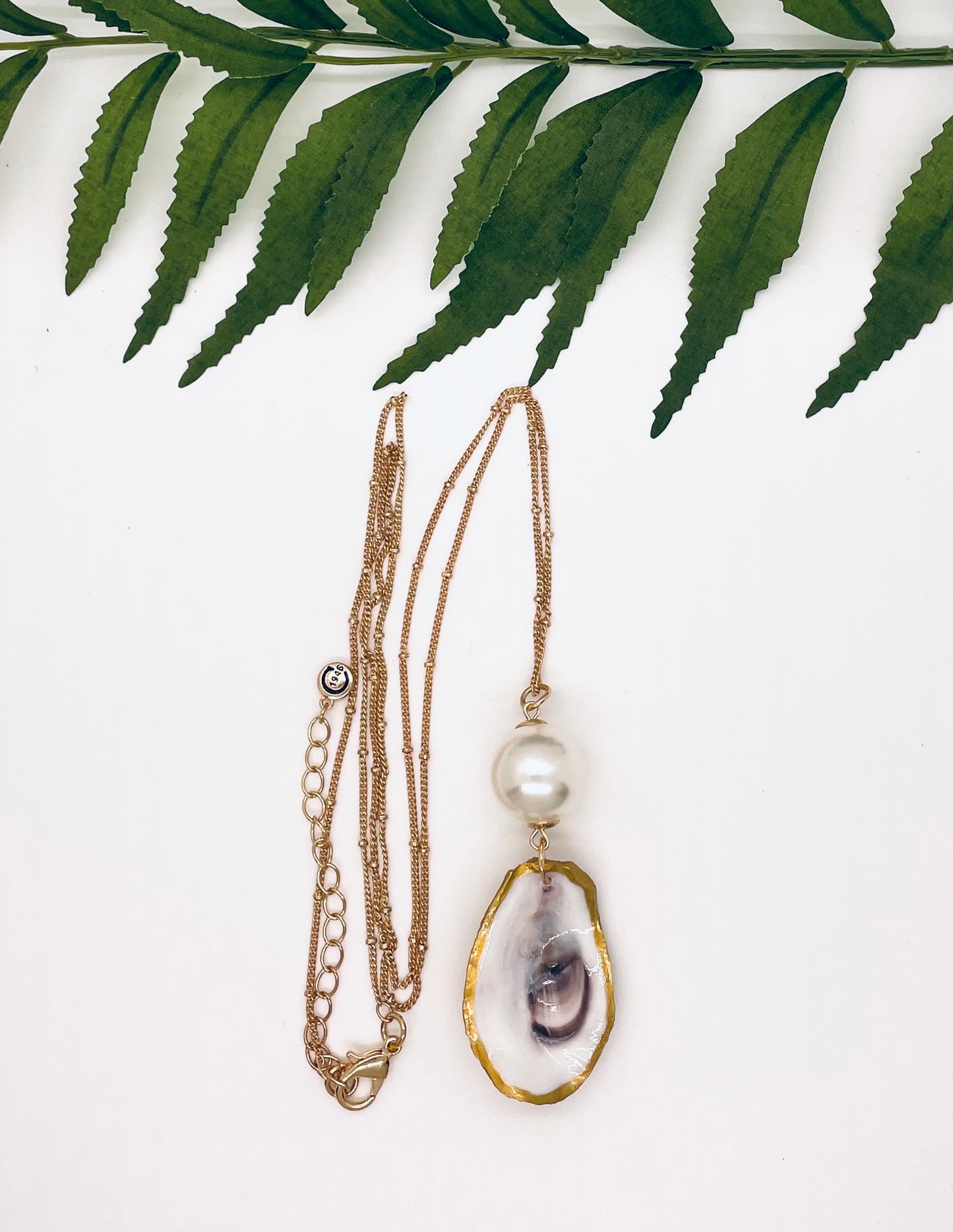 Oyster Shell Necklace with Pearl Accent