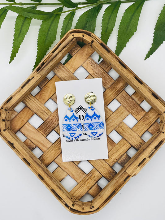 Blue Aztec Clay Earrings