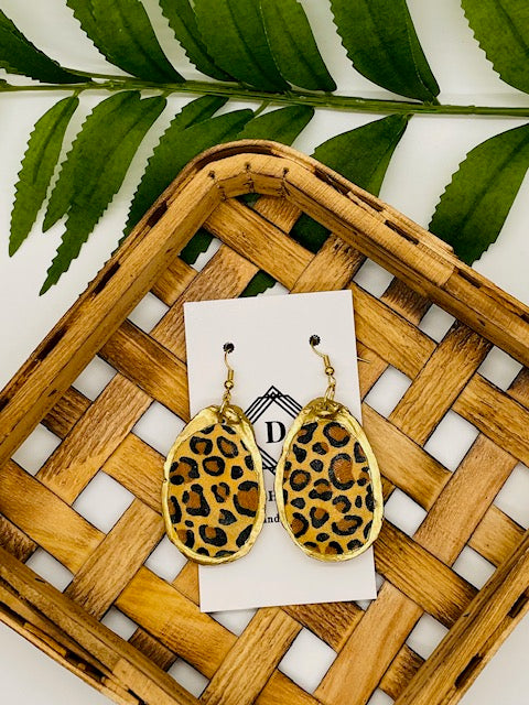 Leopard Print Oyster Shell Earrings
