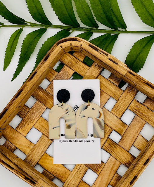 Marbled Clay Arch Earrings